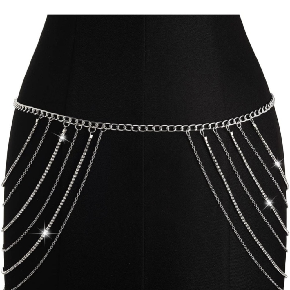 Silver Chain Fringe Belt